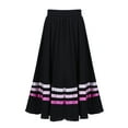 thumbnail image 2 of Sxiwei Kids Girls Swing Stripe Print Flamenco Dance Skirt Folklorico Ballroom Performance Dancewear Black&Pink 12, 2 of 6