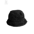 thumbnail image 2 of Gustave Fuzzy Bucket Hat for Women Winter Faux Fur Sherpa Bucket Hats Cloche Soft Warm Plush Fisherman Cap, Black, 2 of 9