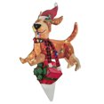 thumbnail image 1 of Decoración de perros brillantes, adornos de figuras de perro con sombrero de Navidad, adornos de fiesta al aire libre, 1 of 8