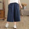 thumbnail image 6 of yeiolnoer Culottes for Women Casual High Waisted Capri Pants with Pockets Flowy Wide Leg Pant Fashion Clothing, 6 of 7