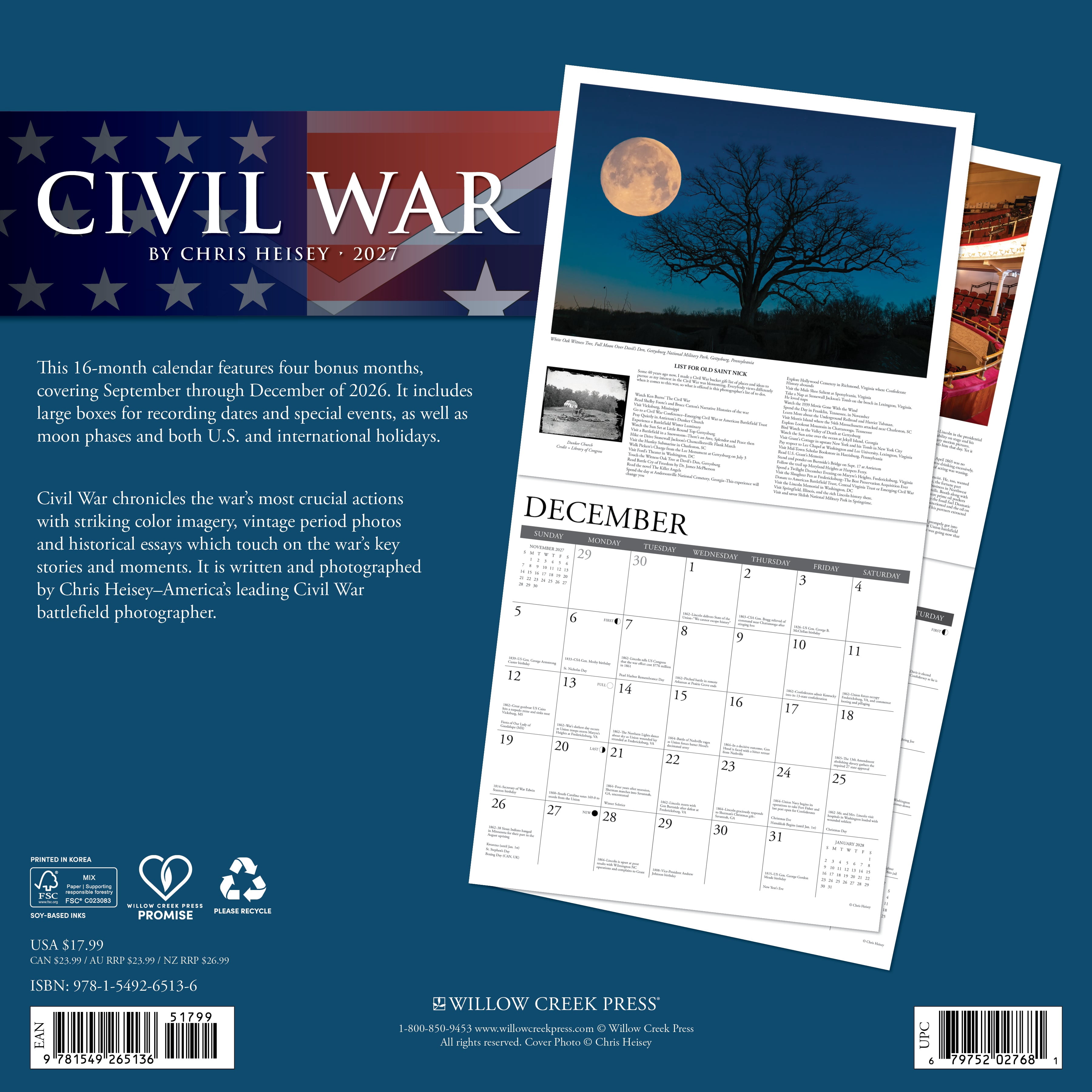 Willow Creek Press, Civil War 2027 Wall Calendar