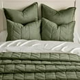 thumbnail image 3 of EVERGRACE 3 Pieces Luxurious Queen Velvet Quilts, Ultra Soft Lightweight Velvet Comforter Set, Matelasse Oversized Bedspread Coverlet for All Season with 2 Shams, Olive Green, 92''x96'', 3 of 7