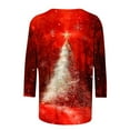 thumbnail image 4 of Christmas Plus Size Shirts for Women 3/4 Length Sleeve Holiday Tops Crew Neck Graphic Printed Festive Tees Outfits (5XL, Red 02), 4 of 5