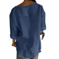 thumbnail image 6 of TODOZO Womens Linen Button Down Shirt Casual 3/4 Sleeve Cotton Blouse Loose Fit Collared Work Gauze Tops Cotton Linen Shirts for Summer V Neck Loose Vacation Beach Solid Blouses Tunic Tops, 6 of 6