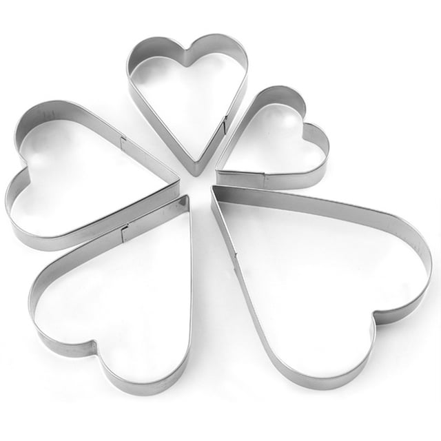 Coofit 5PCS Heart Cookie Cutter Stainless Steel Cake Cutter Mold Baking Cutter Mold