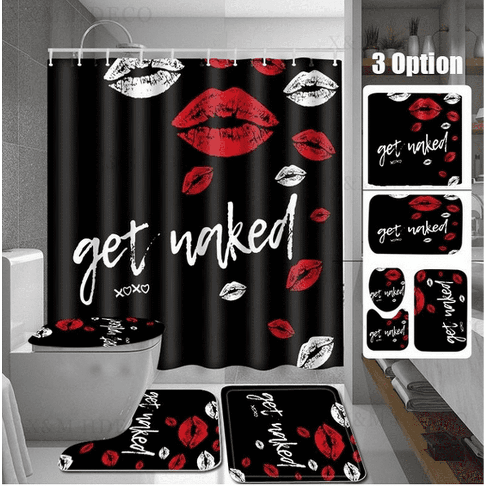 Bestgoods Get Naked Shower Curtain Sets with Non-Slip Rugs 