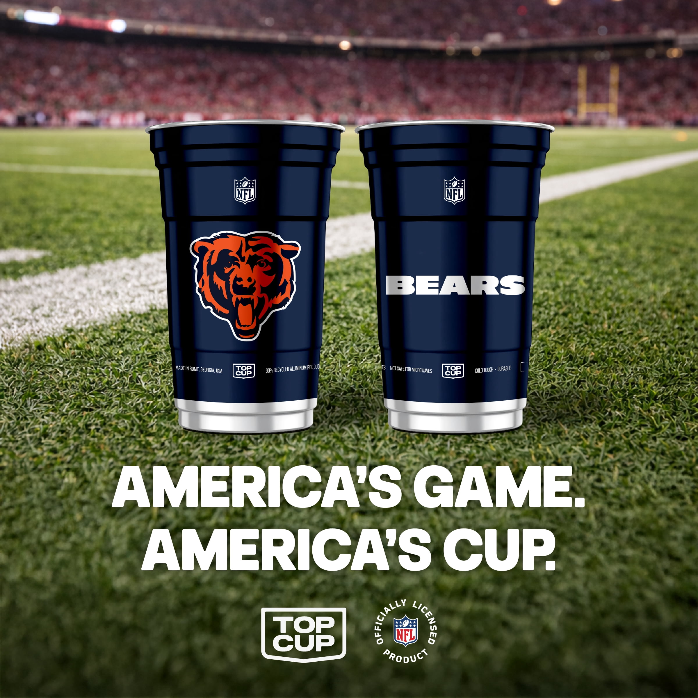 Top Cup NFL Chicago Bears Aluminum Party Cups, 20oz, 10 count