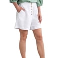 thumbnail image 1 of Cathalem Shorts Décontractés pour Femmes 2024, Taille Haute, Boutons devant, Blanc TG, 1 of 5