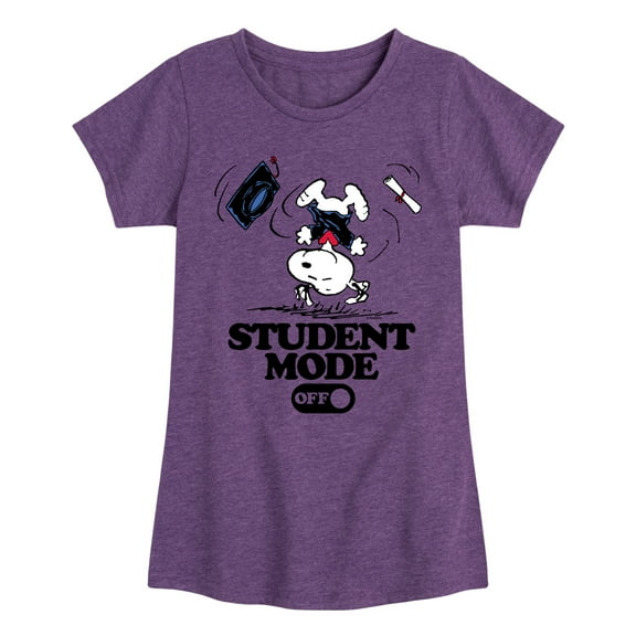 Peanuts - Snoopy Flipping - Student Mode Off - Toddler & Youth Girls Short Sleeve Graphic T-Shirt