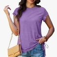 thumbnail image 4 of LIaqionyy Shirt for Womens Crew Neck Solid Color Short Sleeve Comfy Summer Top Basic Casual T Shirts Clothes, 4 of 6