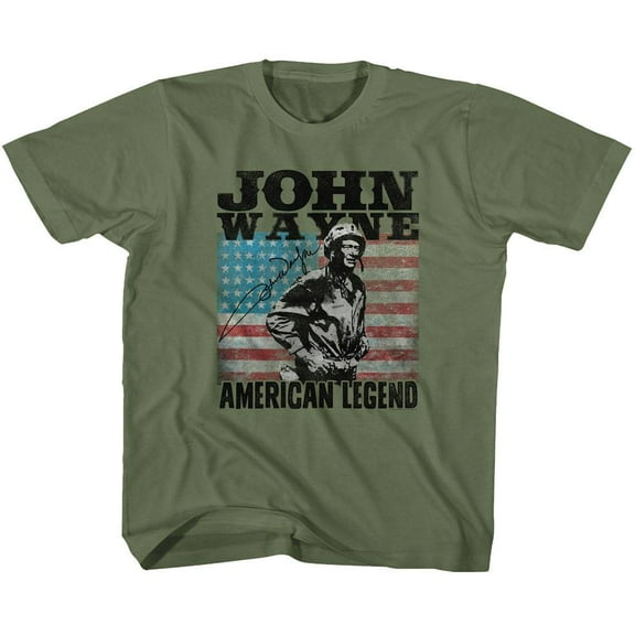John Wayne American Legend Military Green Youth T-Shirt