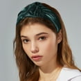 thumbnail image 3 of Unique Bargains 1 Pcs Shiny Knotted Wide Head Bands for Women Hairband Hair Hoop Hair Accessories Dark Green, 3 of 7