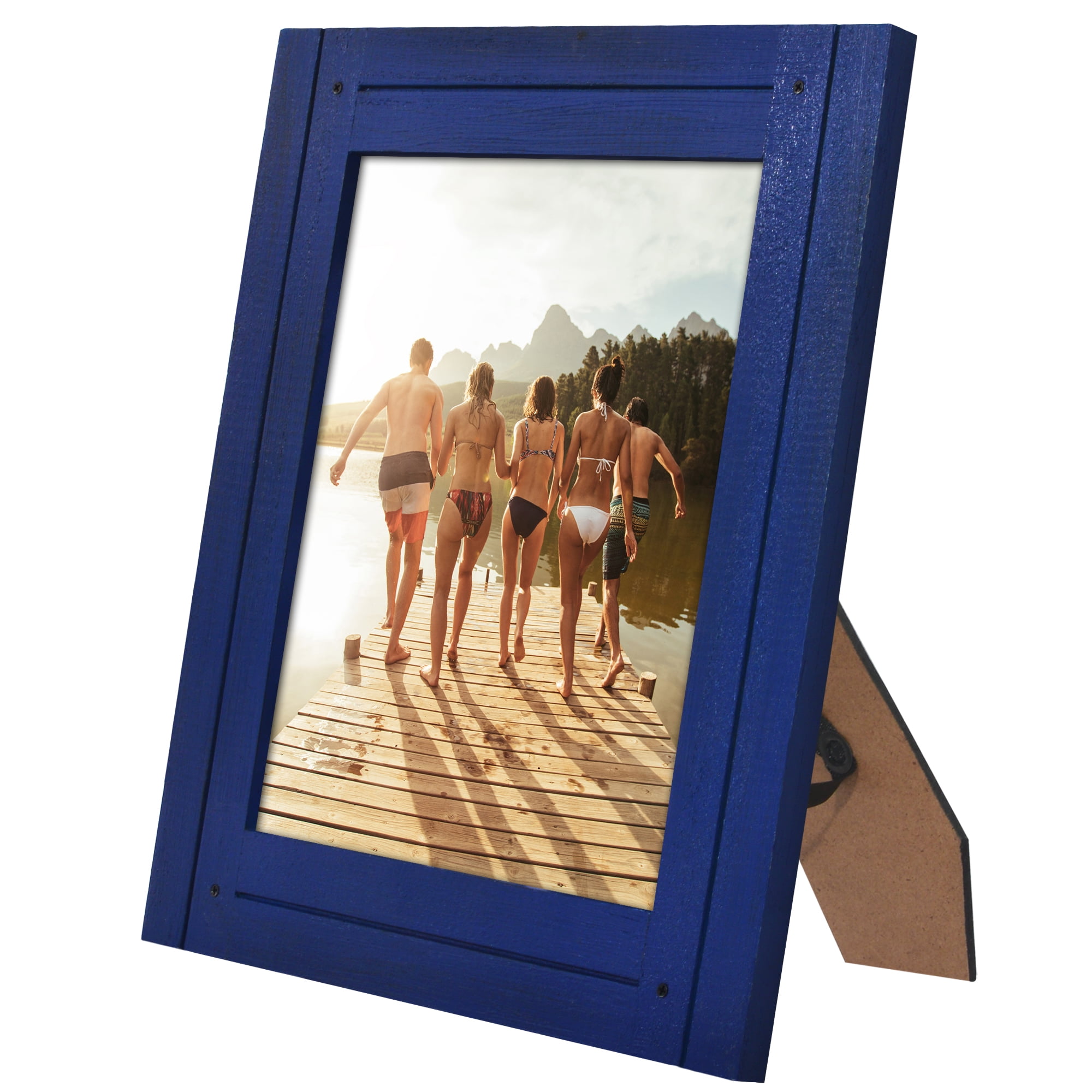 Americanflat 8x10 Picture Frame Polished Crystal Clear Glass Hampton Collection Distressed Frames - Navy Blue