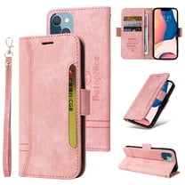 Allytech Leather Wallet Case for iPhone 14 Plus with Card Slots Holders Kickstand Magnetic Closure Detachable Handstrap Lanyard Shockproof Purse Case For iPhone 14 Plus,Pink