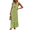 thumbnail image 2 of Aellinatey Women's Cotton Dress Linen Sleeveless Tiered Ruffle Maxi Long, 2 of 9