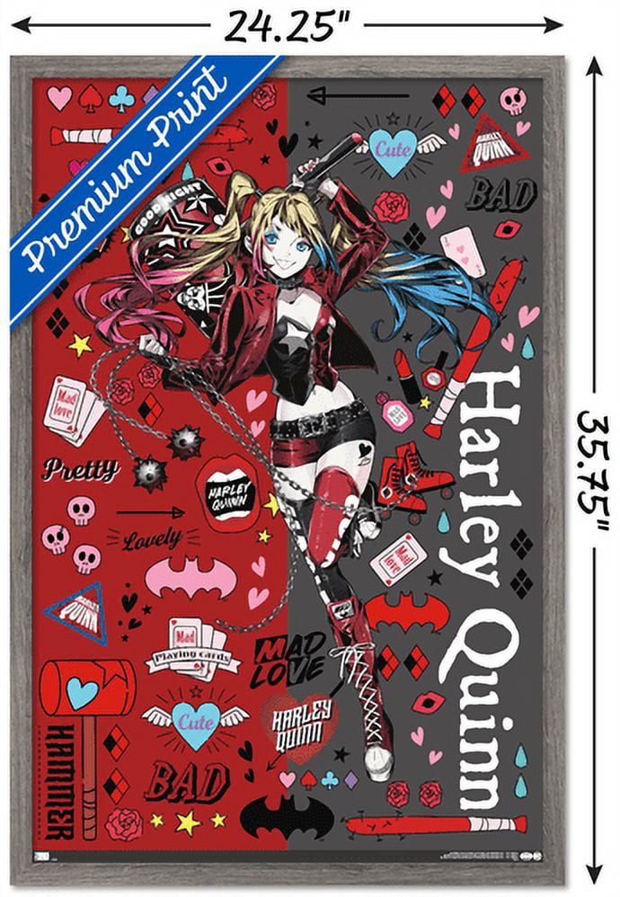 DC Comics - Harley Quinn Anime - Icons Wall Poster, 22.375" x 34", Framed