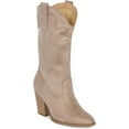thumbnail image 3 of Polly- Women's Cowboy Mid-Calf Western Slip On Ankle Booties Almond Toe Cowgirl Boots (Clay IMSU, 5.5), 3 of 5