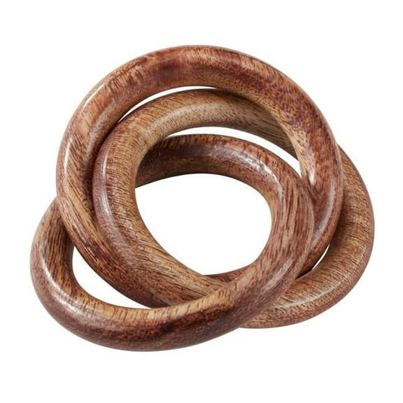 SARO NR807.BR Mango Wood Napkin Ring with Interlock Design Brown - Set of 4