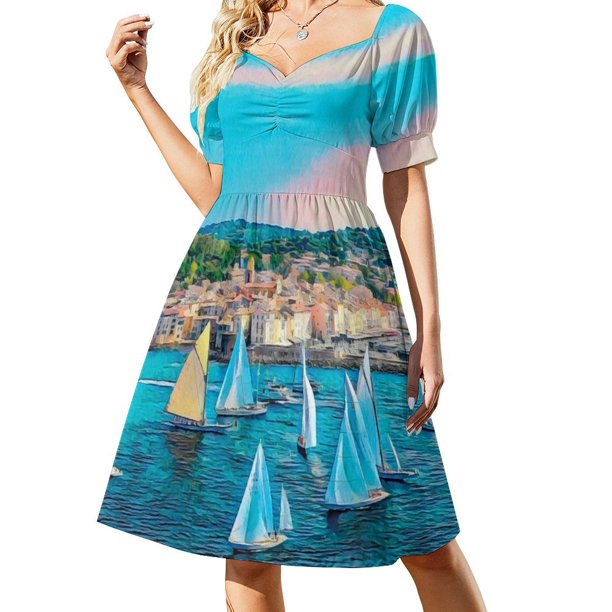 Saint Tropez View Vestido de manga corta Ropa femenina ropa para mujer vestidos para mujer