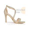 thumbnail image 3 of BLISSFUL STEP Glitter Crisscross Strap Stiletto High Heels Sandals for Women Gold 7, 3 of 6