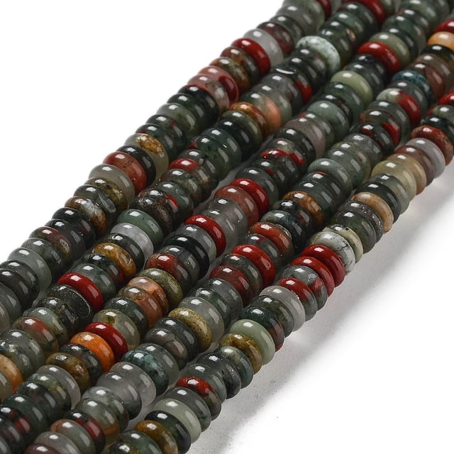 Natural African Bloodstone Beads Strands Rondelle 6~6.5x2~2.5mm Hole: 1.2mm about 156~158pcs/strand 15.12~15.20 inch(38.4~38.6cm)