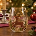thumbnail image 4 of SLYNSHome Christmas Stemless Wine Glasses, Festive Holiday Tumbler Cups for Xmas Parties and Home Decor, 15oz Glassware Gift Set, 4 of 7