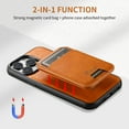 thumbnail image 2 of Dteck 2 In 1 Wallet Case for iPhone 12 / iPhone 12 Pro, Magnetic Back Phone Cover Compatible with MagSafe, iPhone 12 Wallet Case with Detachable Card Holder Wallet for Women Men,Khaki, 2 of 6