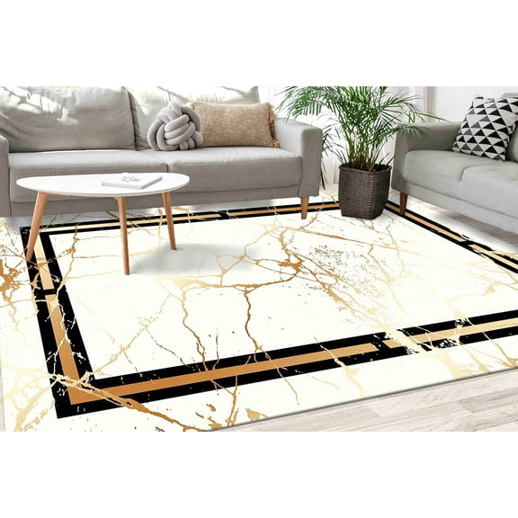 Gold Marble Rug, Trendy Rugs, Black and Gold Rug, Marble Rug, Luxury Rug, Gift For The Home, Runner Rug, Anti-Slip Carpet, Modern Rug, 2.6'x9.2' - 80x280 cm
