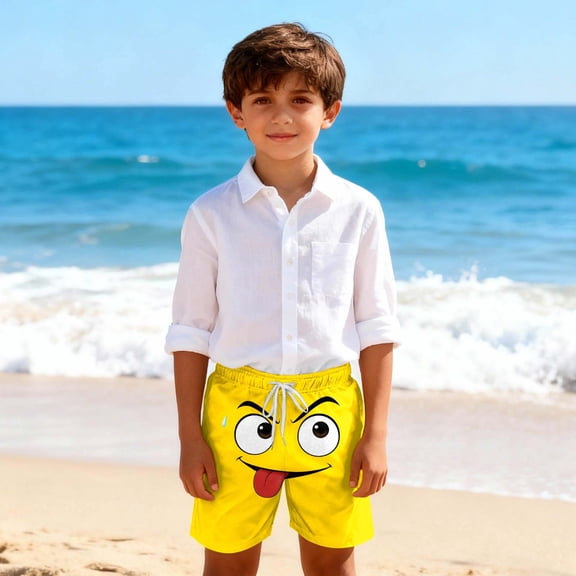 Boys Swim Trunks Quick Dry Board Shorts with Drawstring Mesh Lining Funny Graphic Bathing Suit Waterproof Summer Beach Vacation Swimwear Surf Watersports