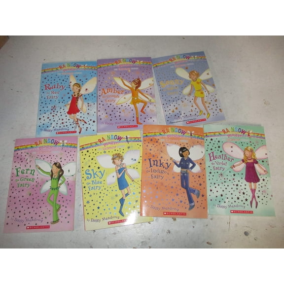 Pre-Owned The Rainbow Magic Fairies (Original) Complete Set 1-7: Ruby the Red Fairy, Amber the Orange Fairy, Saffron the Yellow Fairy, Fern the Green Fairy, Sky the Blue Fairy, Inky the Indigo Fairy, & Heather
