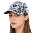 thumbnail image 4 of Unisex Ripped Cowkey Baseball Cap, Distressed Denim Vintage Washed Hat for Men and Women, Retro Sun Hat for Casual Outdoor, Spring Fall Winter Cap Blue, 4 of 7