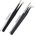 thumbnail image 2 of Straight and Curved Point Tweezers for Eyelash Extension - Stainless Steel Precision Tweezers (Black), 2 of 5