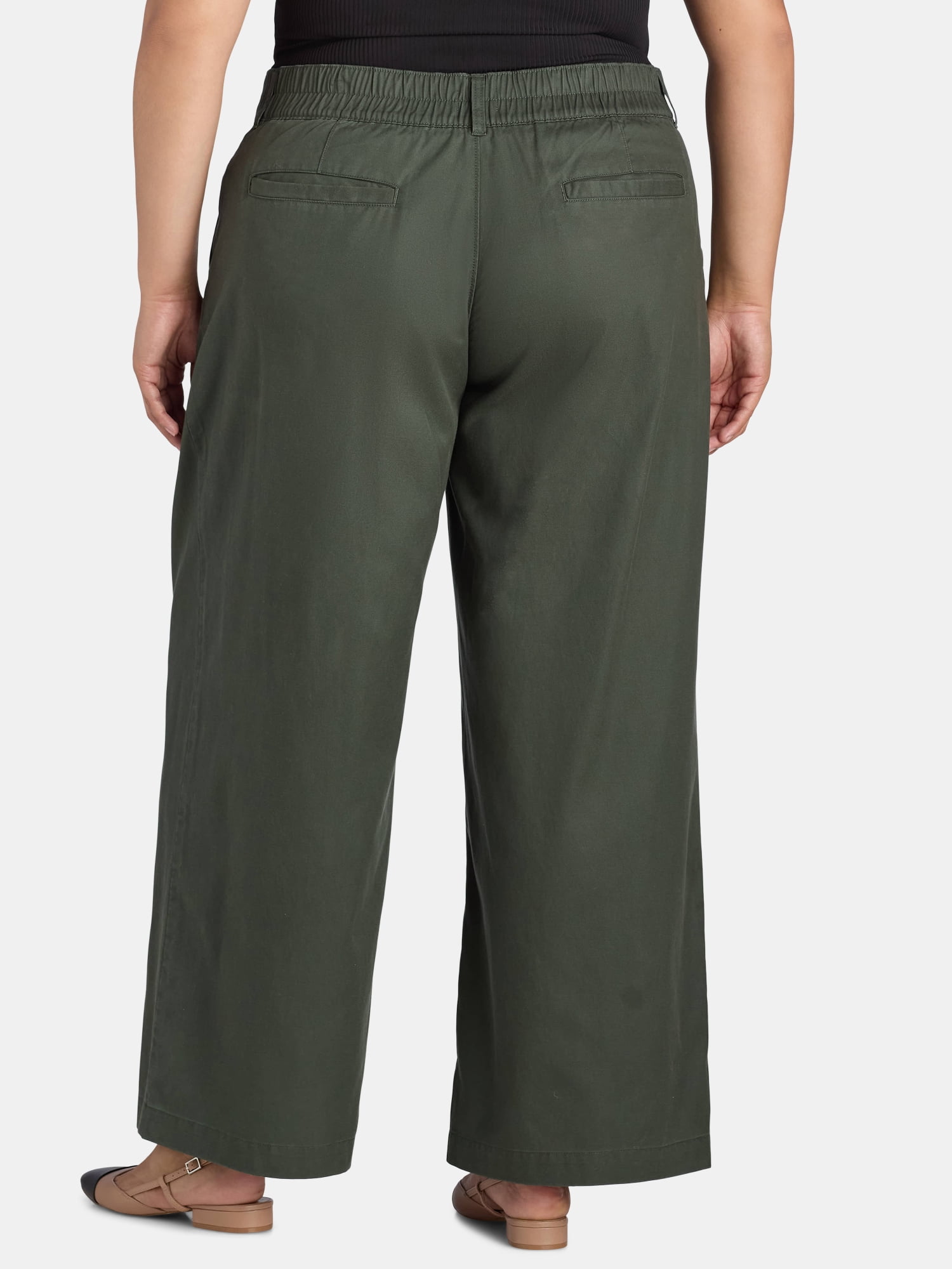 Terra & Sky Women's Plus Size Wide Leg Pants, 30" Inseam, Sizes 0X-5X
