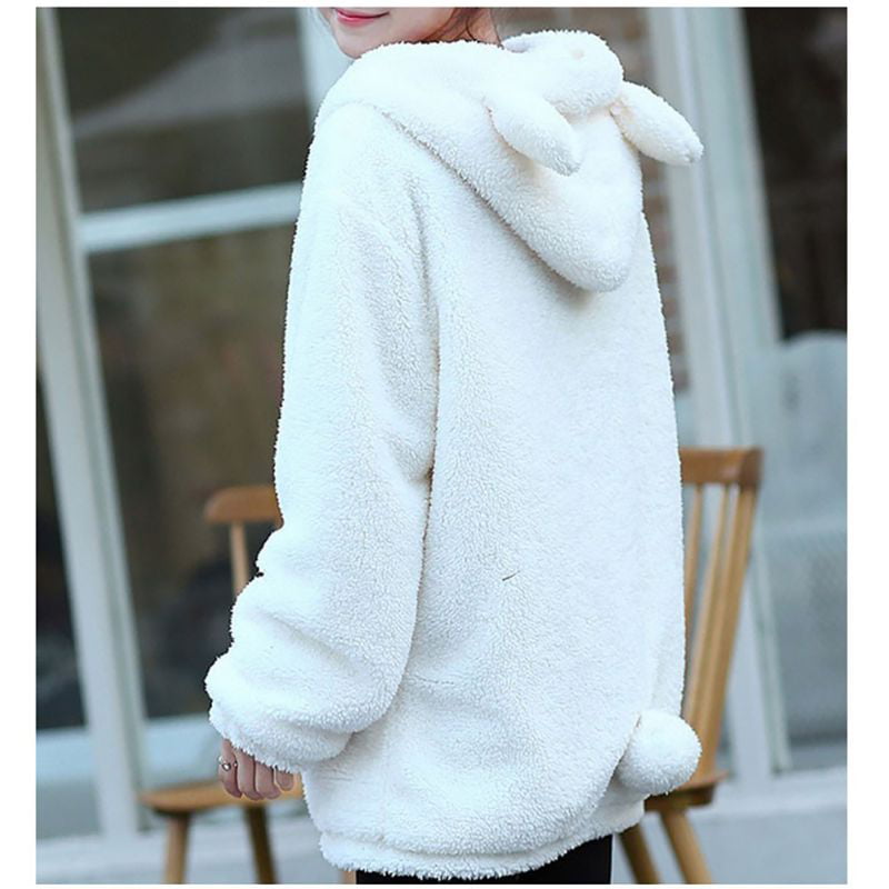 Cute Bear Ear Panda Winter Warm Hoodie Coat Women Hooded Jacket Outerwear by iYBUIA