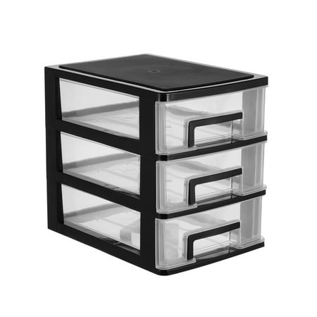 

Tinksky Three-layer Plastic Drawer Type Closet Portable Storage Cabinet Multifunction Storage Rack Organizer Furniture (Black and Transparent)