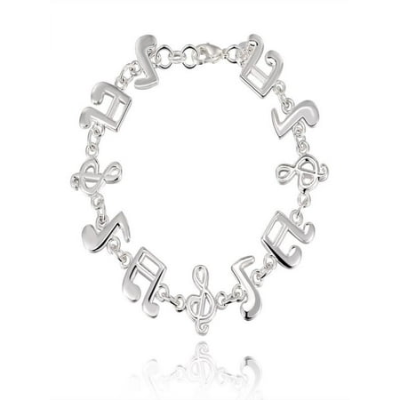 New Women Silver Cute Music Note Solid Women Lady Bracelet Bangle Jewelry