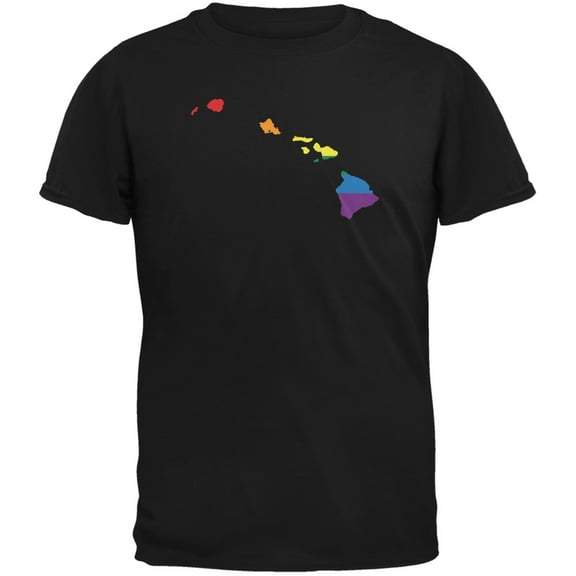 Hawaii LGBT Gay Pride Rainbow Black Adult T-Shirt - Large