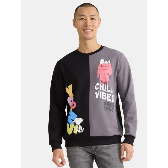 Chill Vibes Men's & Big Men's Graphic Crew Neck Sweatshirt with Long Sleeves, Sizes S-3XL