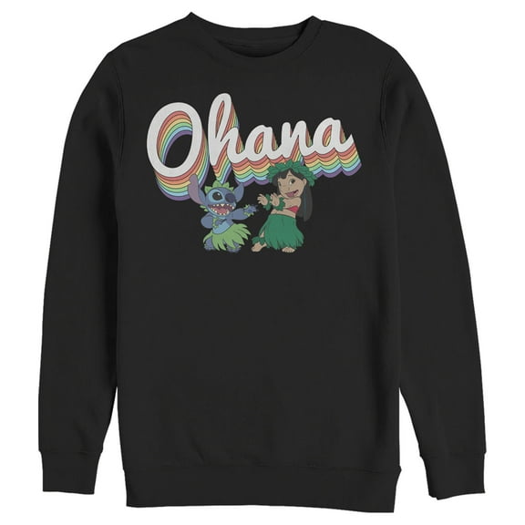 Men's Lilo & Stitch Rainbow Ohana Hula Dance  Sweatshirt Black Large