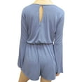 thumbnail image 3 of Womens Casual Stretch Long-Sleeve Plunging Deep V-Neck Romper Playsuit, 3 of 6