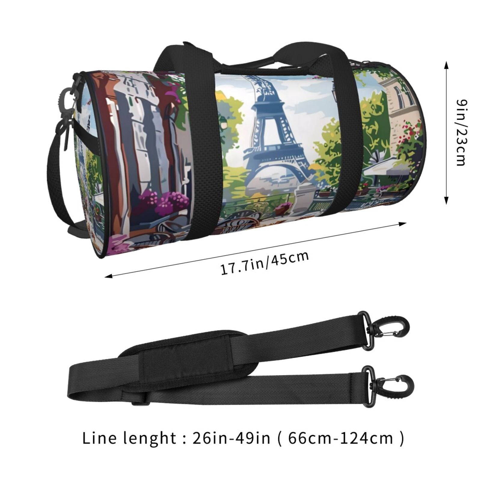 Defioc Parisian Cafe With Eiffel for Travel Duffle Bag,Weekender Bag Carry On Tote Bags Hospital Bag Large Capacity Sport Gym Bag for Men Women Fit for Trave, Gym,Weekend