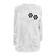 thumbnail image 3 of Black and Friday Deals 2023 Cotonie Solid Color Printed Round-Neck Fuzzy Fleece Pullover for Women Thick Thermal Sweather Warm Plush Long Sleeve Surcoat with Pockets,White,M, 3 of 3
