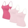 thumbnail image 3 of ZQGJB 3Pcs in Pack Cotton Shelf Bra Camisoles Top for Women Plus Size Solid Color Adjustable Spaghetti Strap Tank Tops Basic Layer Camis Hot Pink&Pink&Pink XL, 3 of 3