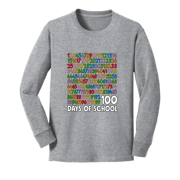 Wild Bobby 1 2 3 4 100 Days of School Colorful Counting, 100 Days of School 2024 2025 Design for Kids Youth Boys Girls School Youth Longsleeve Shirt