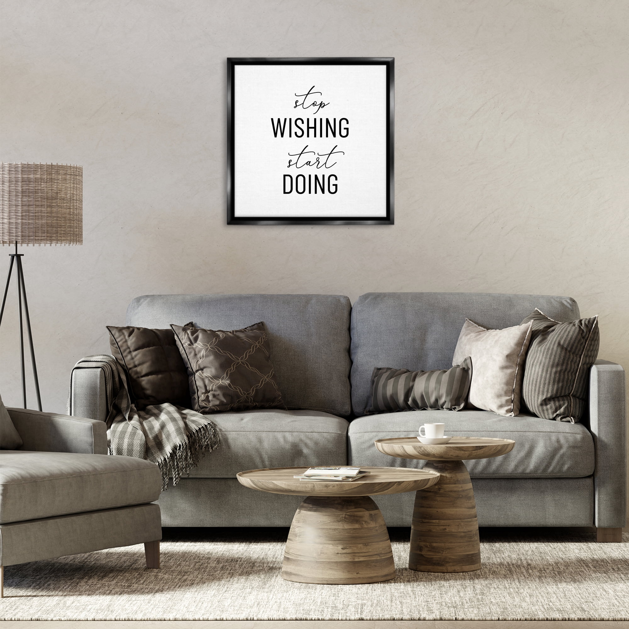 Stupell Industries Motivational Start Doing Text & Numbers Painting Black Floater Framed Canvas Art Print Wall Art, 25 x 25