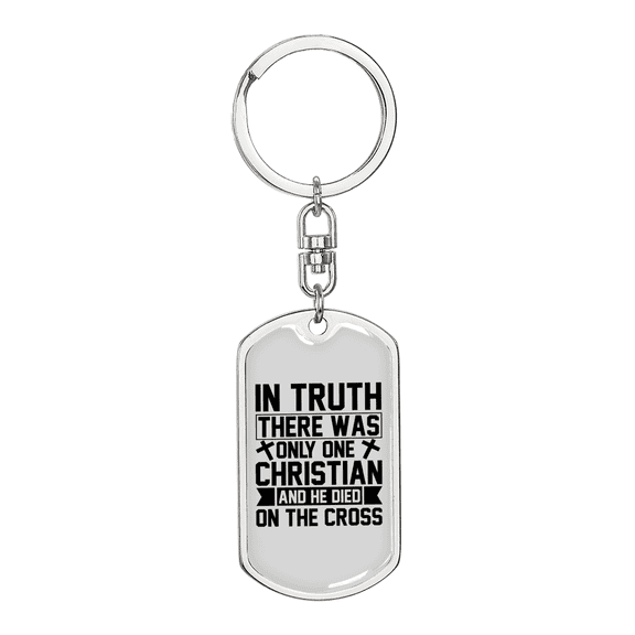 Only One Christian Stainless Steel or 18k Gold Premium Swivel Dog Tag Keychain