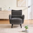 thumbnail image 2 of CQSXDA Modern Armchair In Sanded Fabric Featuring Solid Wood Legs And Side Pocket For Bedroom Or Office Use, Black, 2 of 20