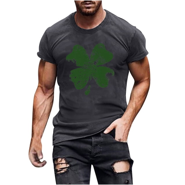 Besolor T-Shirts de la Saint-Patrick pour Hommes Imprimés Col Rond Manches Courtes Hauts Décontractés Grande Taille T-Shirts de Vacances d'Été à la Plage