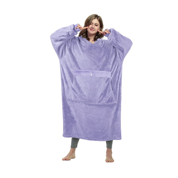 Catalonia Womens' Full Body Blanket Hoodie Sweatshirt, Extra Long Wearable Fleece Pullover, Gift for Adult Men Women Wife Girlfriend, Purple