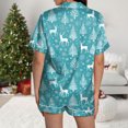 thumbnail image 4 of felwors Women Christmas Pajamas Set Silk Satin Short Sleeve Button Down Top and Shorts Plus Size Soft Sleepwear Lounge Xmas Pjs Sky Blue, S, 4 of 6